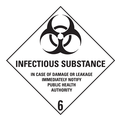 Afbeelding van 6.2 Infectueuze stoffen met tekst ("Infectious Substance")