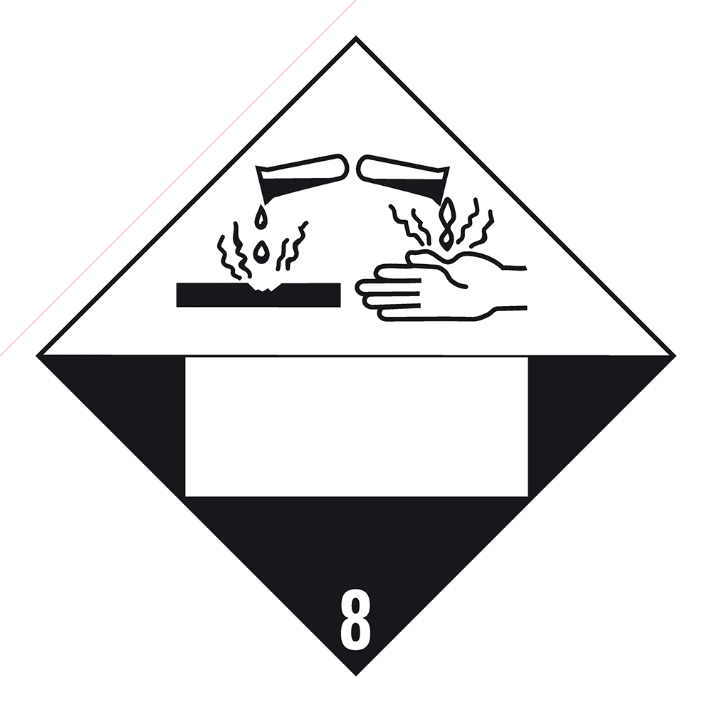 Afbeelding van 8.0 Bijtende stoffen met UN-code ingedrukt