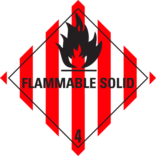 Afbeelding van 4.1 Brandbare vaste stoffen met tekst ("Flammable Solid")
