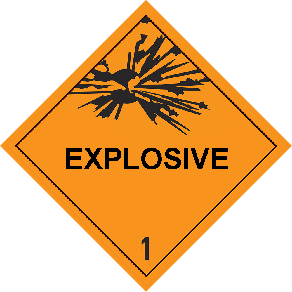 Afbeelding van 1 ontplofbare stoffen met tekst ("explosive")