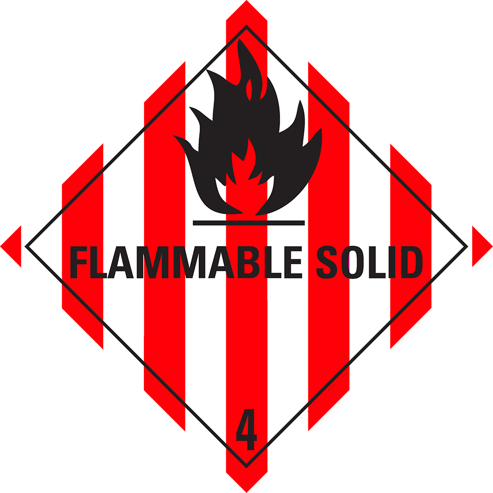 Afbeelding van 4.1 Brandbare vaste stoffen met tekst ("Flammable Solid")