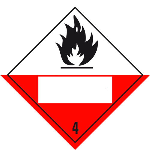 Afbeelding van 4.2 Voor zelfontbranding vatbare stoffen met UN-code ingedrukt